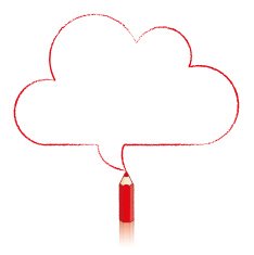 Red Pencil Drawing Cloud Speech Balloon