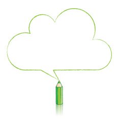 Green Pencil Drawing Cloud Speech Balloon
