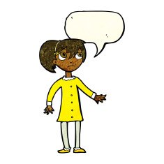cartoon worried girl with speech bubble N13