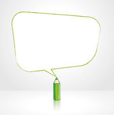 Green Pencil Drawing Smooth Skewed Retangular Speech Balloon