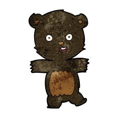 cartoon cute black bear cub N24