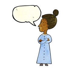 cartoon strict victorian teacher with speech bubble N12