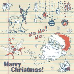 Hand drawn vintage Christmas elements