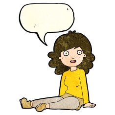 cartoon happy woman with speech bubble N305