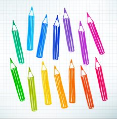 Felt pen drawing of colored pencils