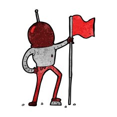 cartoon astronaut planting flag N15
