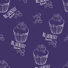Seamless pattern with blueberry muffin N2