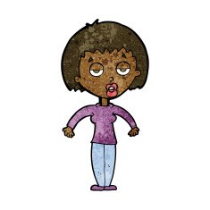 cartoon woman shrugging shoulders N736