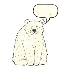 cartoon funny polar bear with speech bubble N10