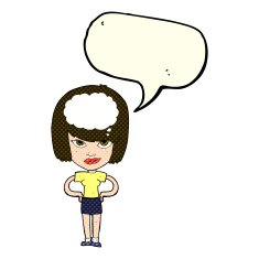 cartoon woman thinking with speech bubble N47