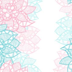 Floral border with abstract hand drawn flowers
