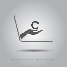 hand hold refresh sign from thd laptop vector icon