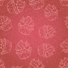Seamless pattern made of cupcakes Vintage background N2