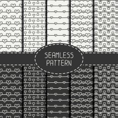 Set of romantic seamless pattern with hearts Background Tiling