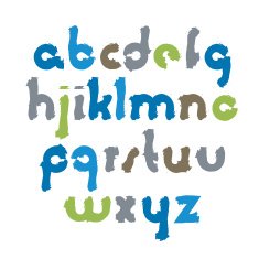 Vector bright acrylic font handwritten watercolor lowercase