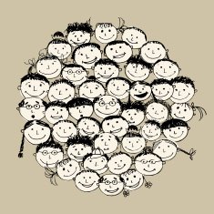 Crowd of funny peoples sketch for your design N2