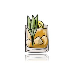 Glass with cocktail sketch for your design N12