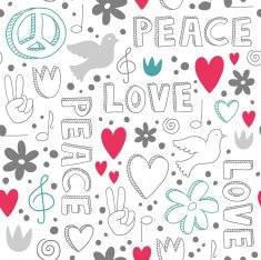 Hand-drawn seamless pattern with symbols of peace N3
