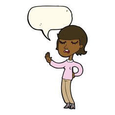 cartoon woman ignoring with speech bubble N36