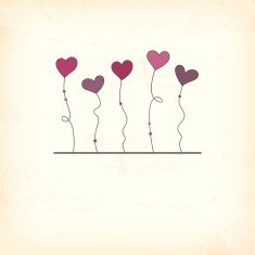 Vintage valentine card with hearts