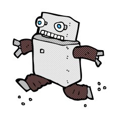 comic cartoon running robot N3