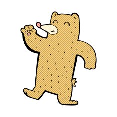 comic cartoon waving bear N3