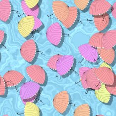 Summer seamless pattern with parasol