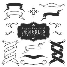 Vintage decorative ribbon banners collection