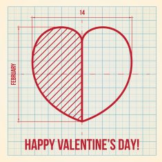 Original Valentine's Day card on graph paper