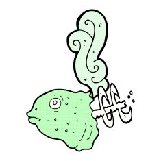comic cartoon smelly old fish head