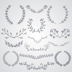Hand drawn design elements and wreaths