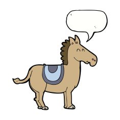 cartoon donkey with speech bubble N11