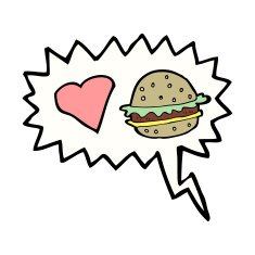 cartoon hamburger with speech bubble N4