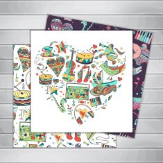 Greeting cards Hand drawn musical seamless pattern