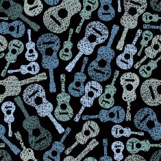 Acoustic guitars music theme seamless background pattern