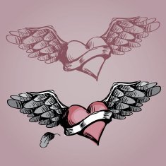 Hand Drawn Flying Heart Tattoo