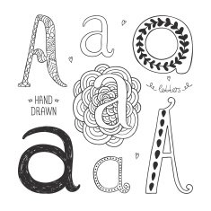 Vector hand drawn alphabet N36