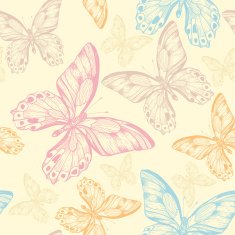 vector seamless pattern with colorful butterflies