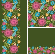 Magical Flower Field Seamless Pattern Set