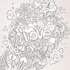 Love hand lettering and doodles elements background N4