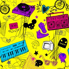 Seamless yellow music background N3