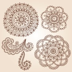 Henna Mehndi Tattoo Mandala Flowers Vector Elements