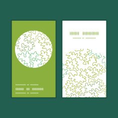 Vector curly doodle shapes vertical round frame pattern business cards N2