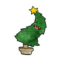 cartoon dancing christmas tree N28