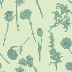 Vector Seamless Pattern of Flowers N16