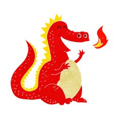 cartoon fire breathing dragon N26