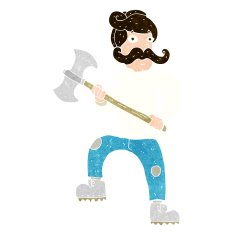 cartoon man with axe N14