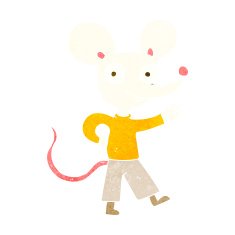 cartoon waving mouse N12
