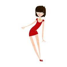 cartoon woman in dress leaning N16