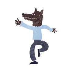 cartoon happy wolf man N29